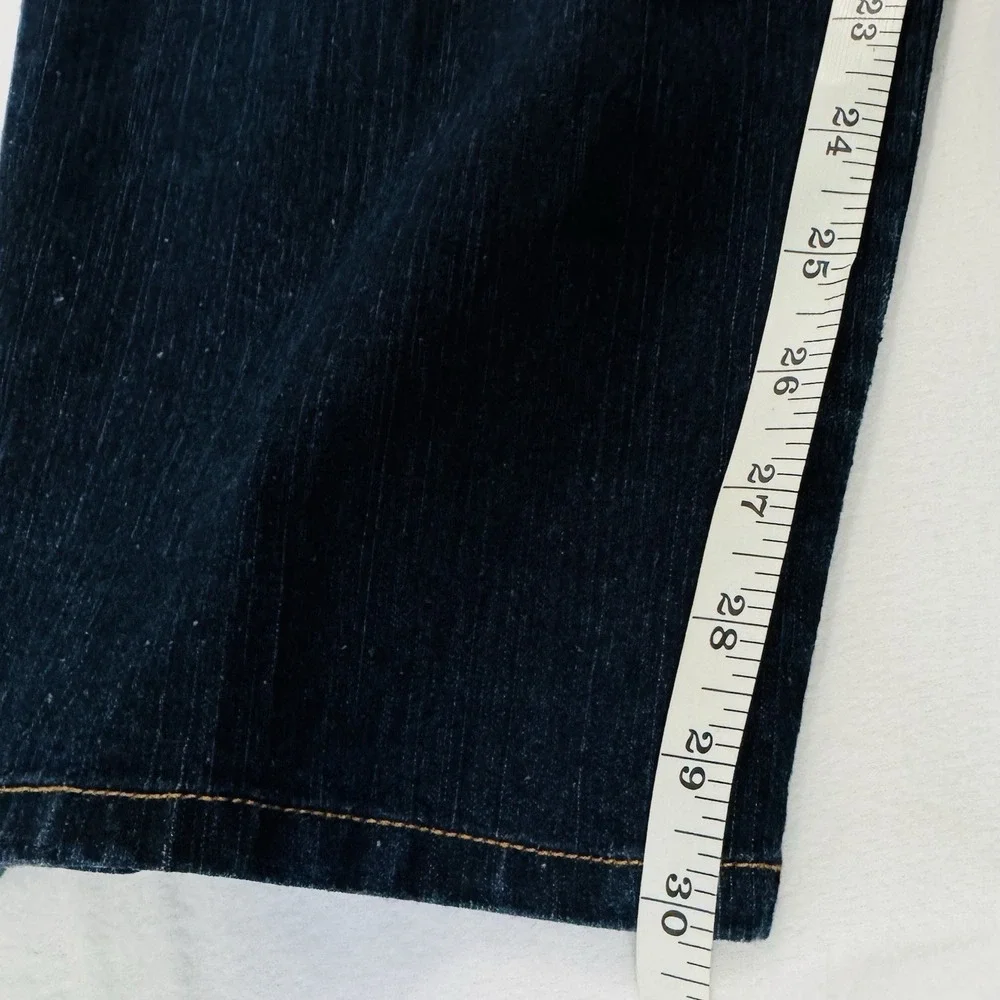 Ruby Rd. Side Elastic Straight Leg Women's size 12 Dark Wash Blue Denim Jeans
